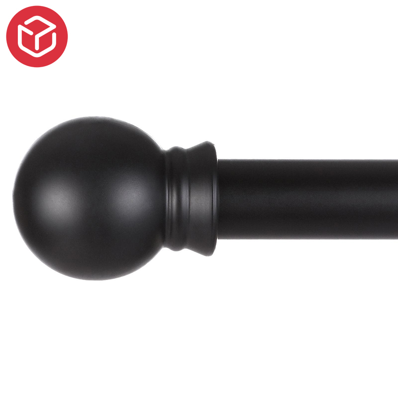 Decorative Curtain Rod With Round Finials Extendable Length