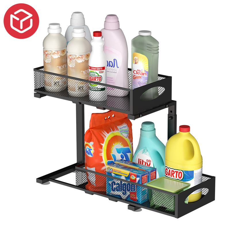 Bathroom Cabinet Pull-Out Iron Sink Organizer Kitchen Universal Shelving
