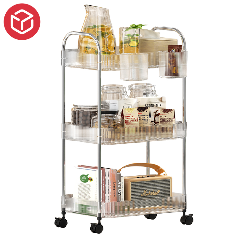 3 Tier Movable Acrylic Plate Cart Kitchen Bathroom Bedroom Storage