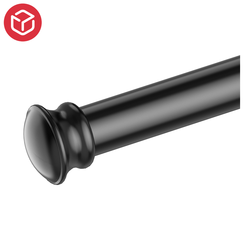 Durable Metal Black Single Curtain Rod with Brackets