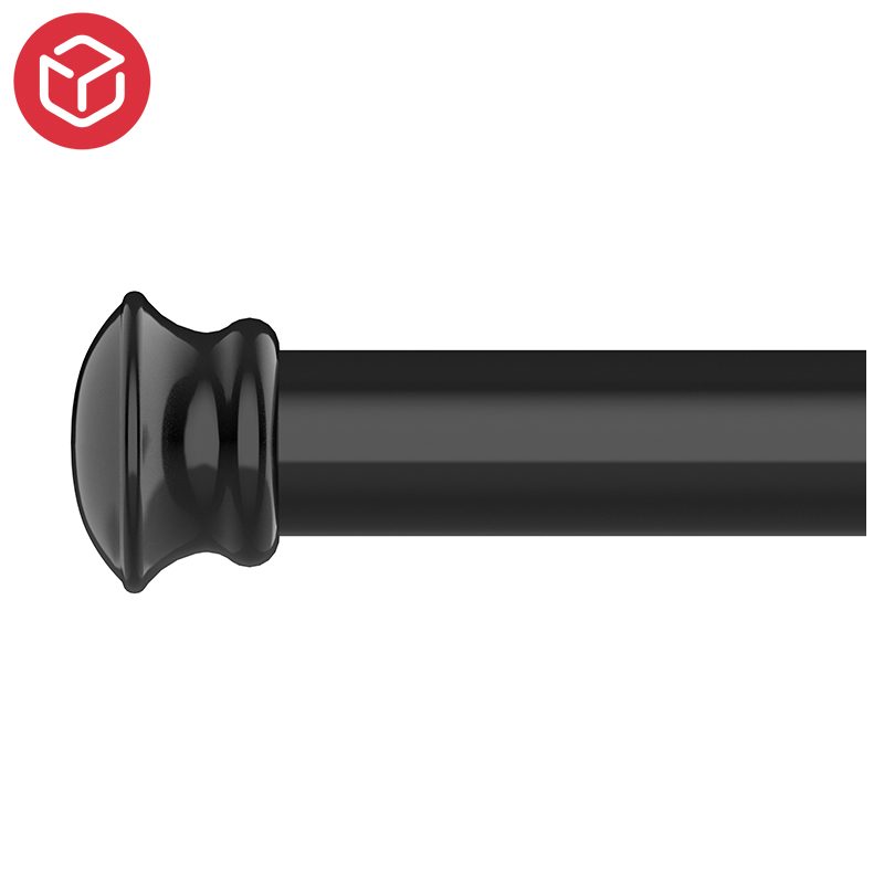 Durable Metal Black Single Curtain Rod with Brackets