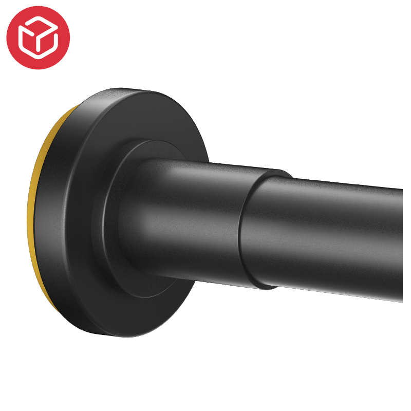 Matte Black Spring Tension Single Shower Curtain Rod