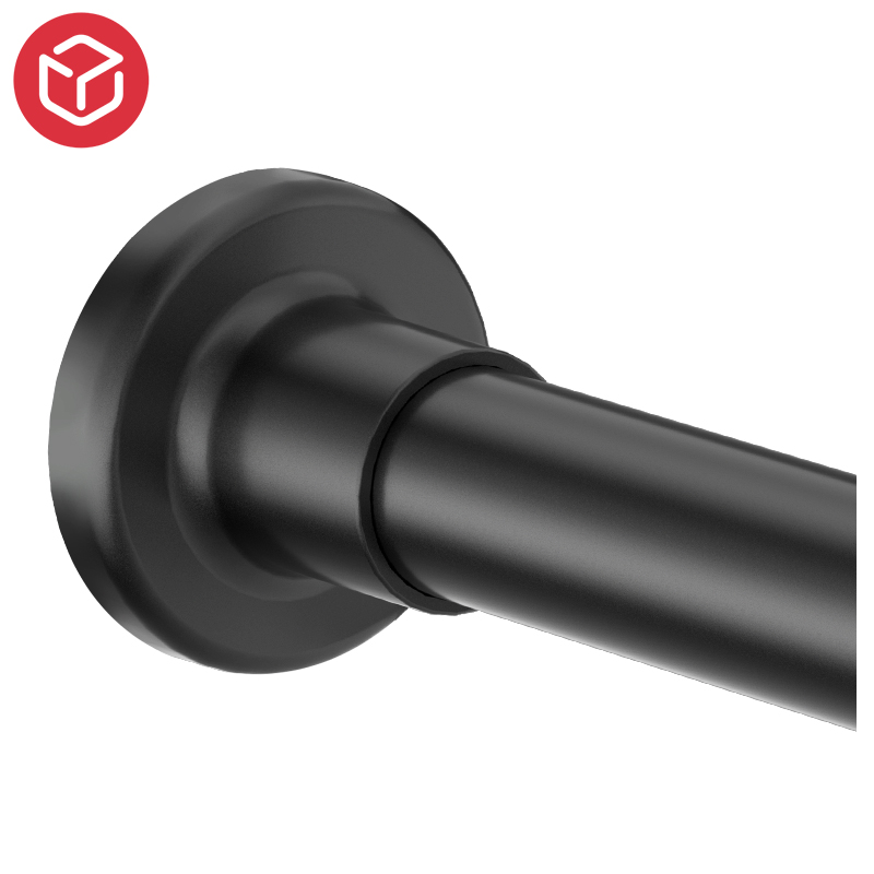 Matte Black Spring Tension Single Shower Curtain Rod