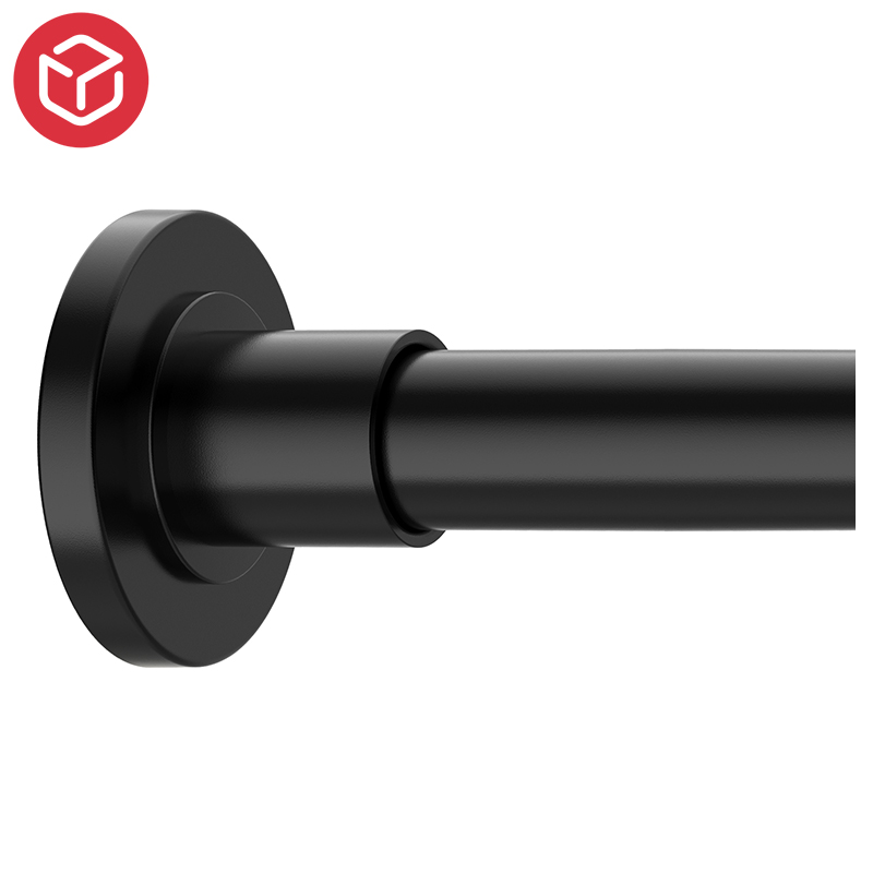Matte Black Spring Tension Single Shower Curtain Rod