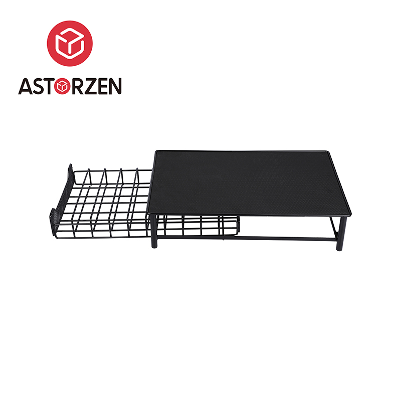 Modern Steel Storage Rack with Pull-Out Drawer for Coffee Capsules